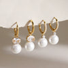 Geometric Titanium Steel Pearl Earrings For Women Minimalist Electroplated Stainless Steel Fashion Jewelry