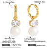 Geometric Titanium Steel Pearl Earrings For Women Minimalist Electroplated Stainless Steel Fashion Jewelry