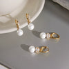 Geometric Titanium Steel Pearl Earrings For Women Minimalist Electroplated Stainless Steel Fashion Jewelry
