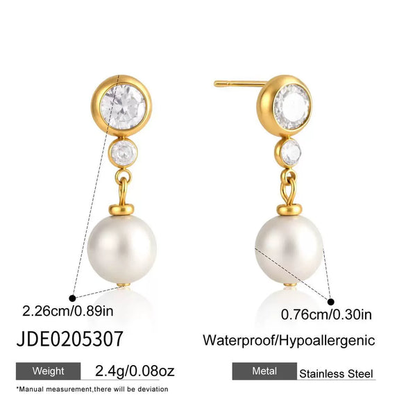 Geometric Titanium Steel Pearl Earrings For Women Minimalist Electroplated Stainless Steel Fashion Jewelry