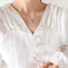 Geometric Titanium Steel Pendant Necklace With White Seashell Inlay Electroplated Fashion Accessories