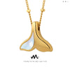 Geometric Titanium Steel Pendant Necklace With White Seashell Inlay Electroplated Fashion Accessories