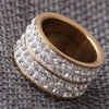 Geometric Titanium Steel Ring With Double Row Diamond Style Detail Simple Fashion Statement Band For Women