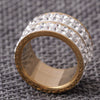 Geometric Titanium Steel Ring With Double Row Diamond Style Detail Simple Fashion Statement Band For Women
