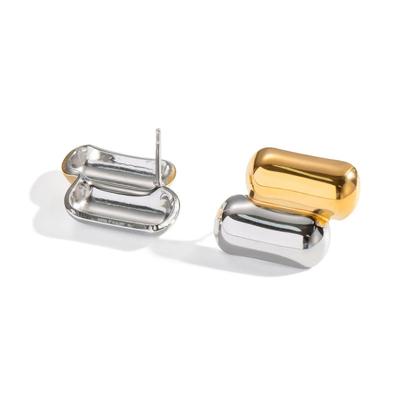 Geometric Trendy Fashion Colorblocking Texture Design Stainless Steel Light Luxury Stud Earrings Vacuum Electroplating Nonfading