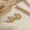 Geometric Trendy Fashion Colorblocking Texture Design Stainless Steel Light Luxury Stud Earrings Vacuum Electroplating Nonfading