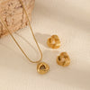 Geometric Triangle Stainless Steel Necklace Earrings Jewelry Suit With Electroplating For Women