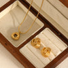 Geometric Triangle Stainless Steel Necklace Earrings Jewelry Suit With Electroplating For Women