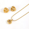 Geometric Triangle Stainless Steel Necklace Earrings Jewelry Suit With Electroplating For Women