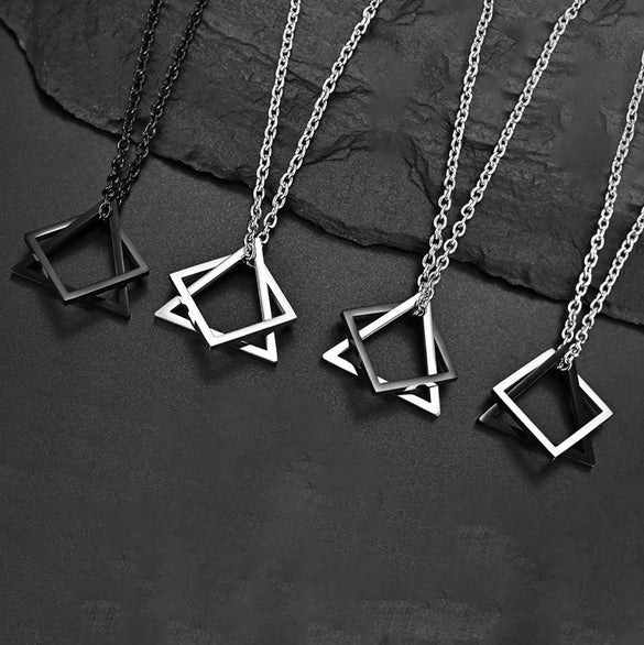 Geometric Triangle Sweater Chain Necklace Set With Electroplated Alloy Ushaped Pendant Unisex Fashion Jewelry