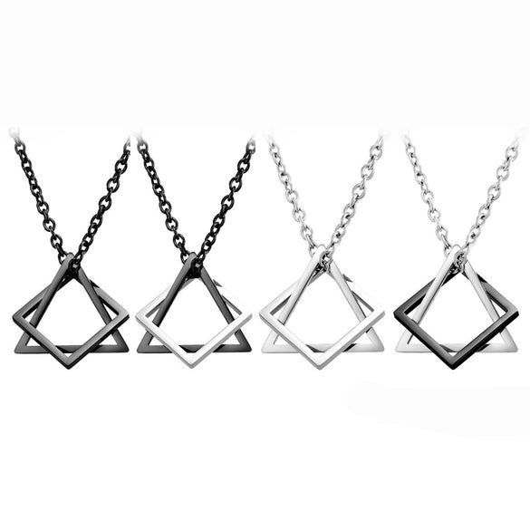 Geometric Triangle Sweater Chain Necklace Set With Electroplated Alloy Ushaped Pendant Unisex Fashion Jewelry