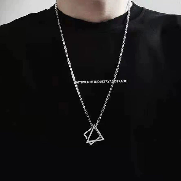 Geometric Triangle Sweater Chain Necklace Set With Electroplated Alloy Ushaped Pendant Unisex Fashion Jewelry