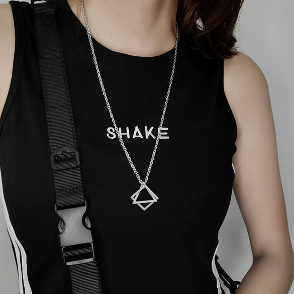 Geometric Triangle Sweater Chain Necklace Set With Electroplated Alloy Ushaped Pendant Unisex Fashion Jewelry
