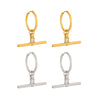 Geometric Tshaped Zircon Pendant Earrings With Stainless Steel Posts And Pvd Vacuum Gold Plated Finish For Women