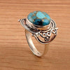 Geometric Turquoise Metal Jewelry With Electroplated Finish Retro Unisex Fashion Accessory For Wholesale
