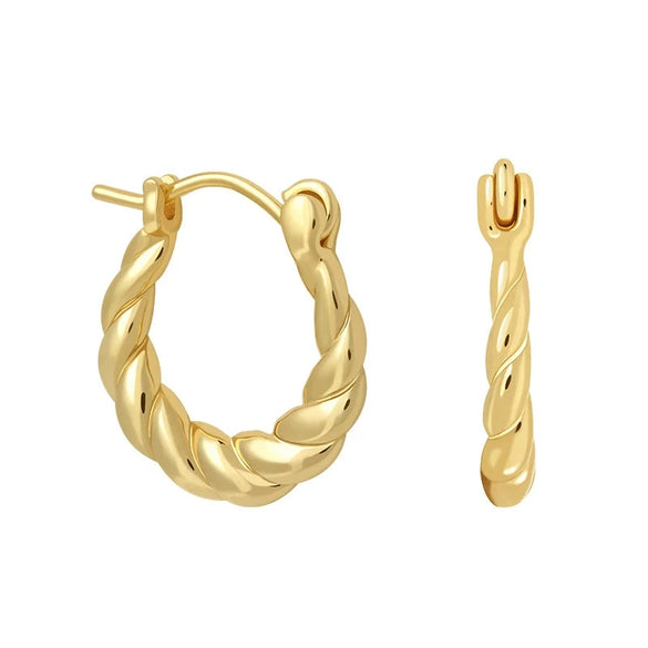 Geometric Twisted Design Earrings With Silver Needle And Copper Electroplated Retro Simple Earrings For Women