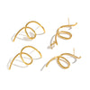 Geometric Twisted Stainless Steel Stud Earrings With Teardrop Zircon Accents Minimalist 18K Goldplated Jewelry For Women