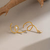 Geometric Twisted Stainless Steel Stud Earrings With Teardrop Zircon Accents Minimalist 18K Goldplated Jewelry For Women