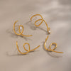 Geometric Twisted Stainless Steel Stud Earrings With Teardrop Zircon Accents Minimalist 18K Goldplated Jewelry For Women