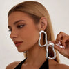 Geometric Ushaped Stud Earrings In Zinc Alloy With Square Pattern Stainless Steel Posts And Ecofriendly Electroplated Finish