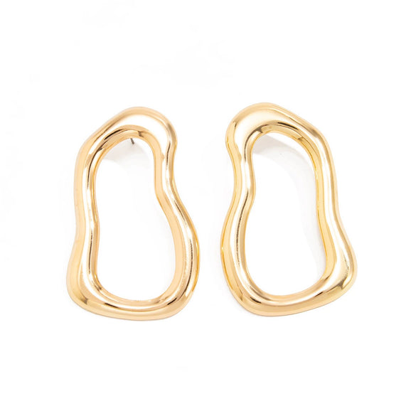 Geometric Ushaped Stud Earrings In Zinc Alloy With Square Pattern Stainless Steel Posts And Ecofriendly Electroplated Finish