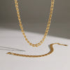 Geometric Vacuum Gold Plated Stainless Steel Necklace And Bracelet Jewelry Set For Women With Lobster Clasp