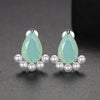 Geometric Water Drop Earrings With Zircon And Pearl Accents Electroplated Copper Women's Fashion Jewelry