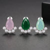 Geometric Water Drop Earrings With Zircon And Pearl Accents Electroplated Copper Women's Fashion Jewelry