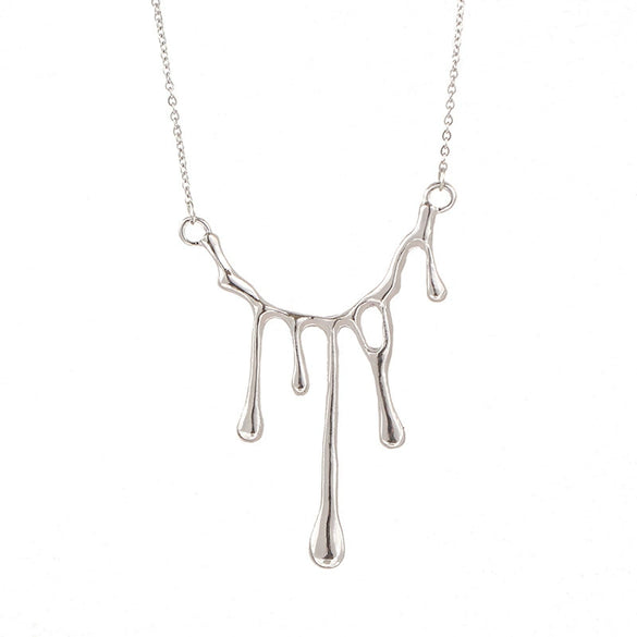 Geometric Water Drop Pendant Alloy Necklace Electroplated Handmade Elegant Light Luxury Clavicle Chain For Women