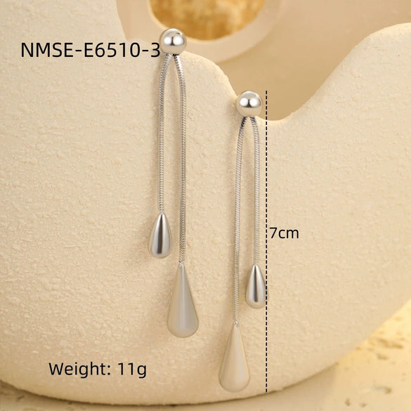 Geometric Water Drop Titanium Steel Earrings Electroplated Fashion Nonfading