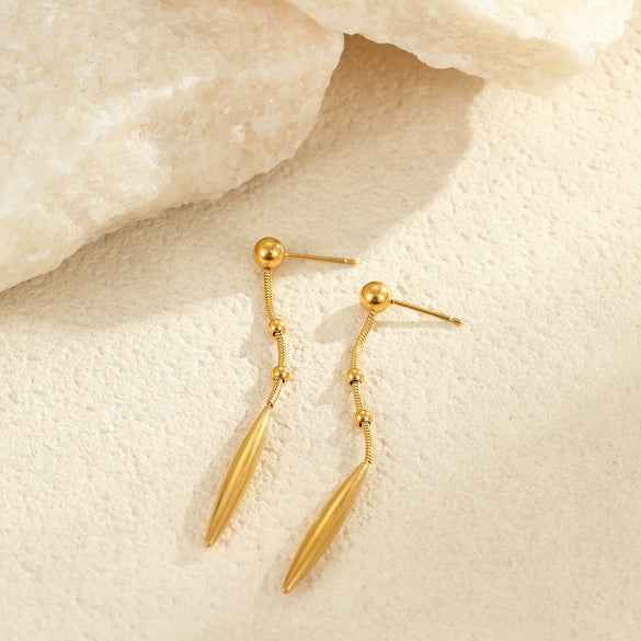 Geometric Water Drop Titanium Steel Earrings Electroplated Fashion Nonfading