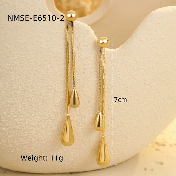 Geometric Water Drop Titanium Steel Earrings Electroplated Fashion Nonfading