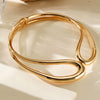 Geometric Zinc Alloy Choker Necklace With Smooth Circular Ring Links Hollow Design And Electroplated Finish