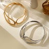 Geometric Zinc Alloy Choker Necklace With Smooth Circular Ring Links Hollow Design And Electroplated Finish