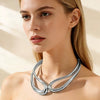 Geometric Zinc Alloy Choker Necklace With Smooth Circular Ring Links Hollow Design And Electroplated Finish