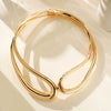 Geometric Zinc Alloy Choker Necklace With Smooth Circular Ring Links Hollow Design And Electroplated Finish