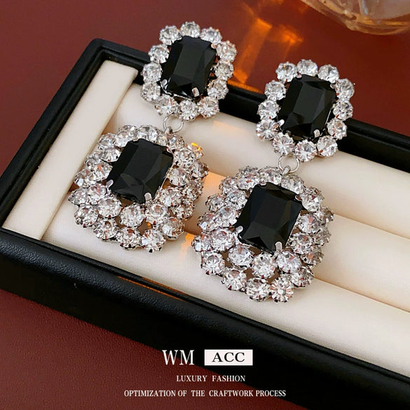 Geometric Zircon Earrings Sophisticated Style