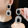 Geometric Zircon Earrings Sophisticated Style
