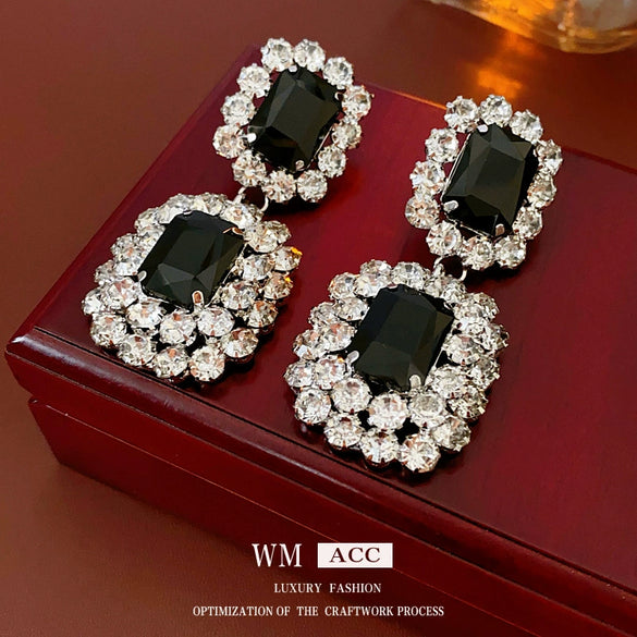 Geometric Zircon Earrings Sophisticated Style