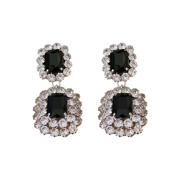 Geometric Zircon Earrings Sophisticated Style