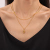 Geometric Zircon Pendant Fish Mouth Clavicle Chain Double Layer Stacked Wear Titanium Steel Gold Plated Temperament Design