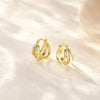 Geometrically Irregular Twisted C Shaped Unisex Earrings In Copper With Zirconia Design