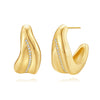 Geometrically Irregular Twisted C Shaped Unisex Earrings In Copper With Zirconia Design