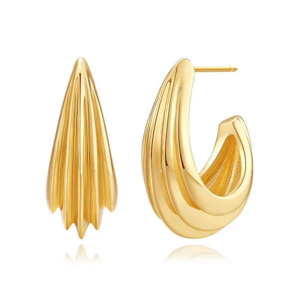 Geometrically Irregular Twisted C Shaped Unisex Earrings In Copper With Zirconia Design