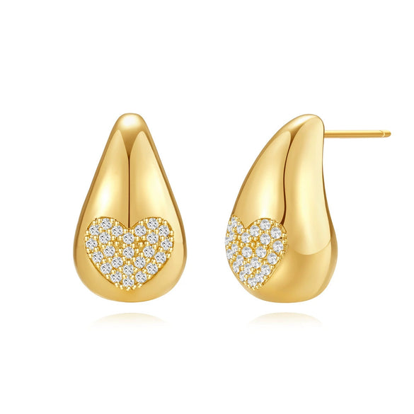 Geometrically Irregular Twisted C Shaped Unisex Earrings In Copper With Zirconia Design