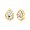 Geometrically Irregular Twisted C Shaped Unisex Earrings In Copper With Zirconia Design