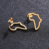 Geometry Pattern Hollow Electroplated Gold Stainless Steel Metal Earrings For Africa Map Design
