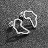 Geometry Pattern Hollow Electroplated Gold Stainless Steel Metal Earrings For Africa Map Design