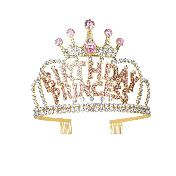 Girl'S Simple Style Crown Alloy Inlay Rhinestones Crown