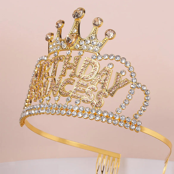 Girl'S Simple Style Crown Alloy Inlay Rhinestones Crown